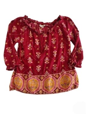 K1122 * Mudd Girls Peasant Style Blouse Red Orange Size 7/8